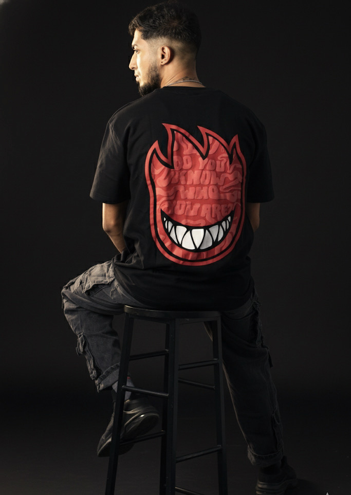 DUD Flame Grin Tshirt — heavy 280 GSM oversized tee — Chennai anti-fashion